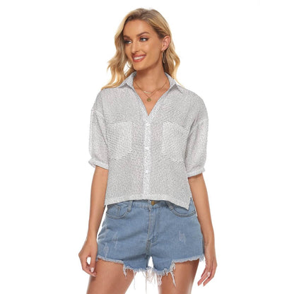 Women's V - neck Double Pockets Shirt - TuneInk